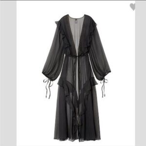 XS/S Vs Victoria’s Secret Very sexy Ruffled Sheer Beach cover kimono maxi Dress